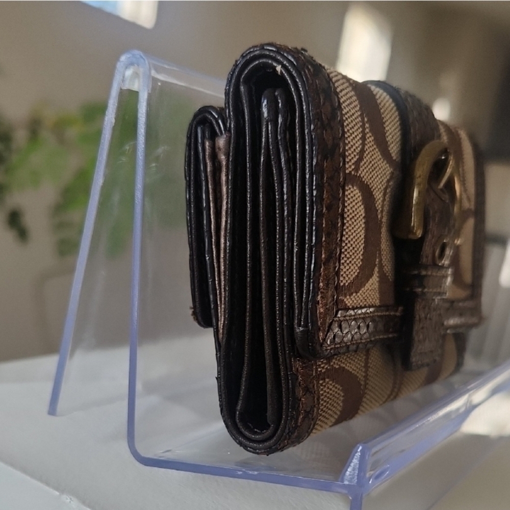 Coach Brown Monogram Wallet with Buckle - Picture 2 of 6